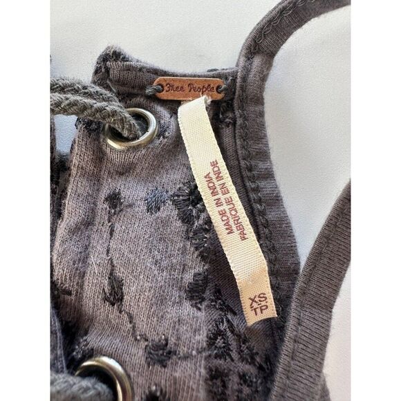 Free PeopleXS  Dream Date Lace-Up Trapeze Halter Grey Top Boho Grunge Y2K - Picture 5 of 8